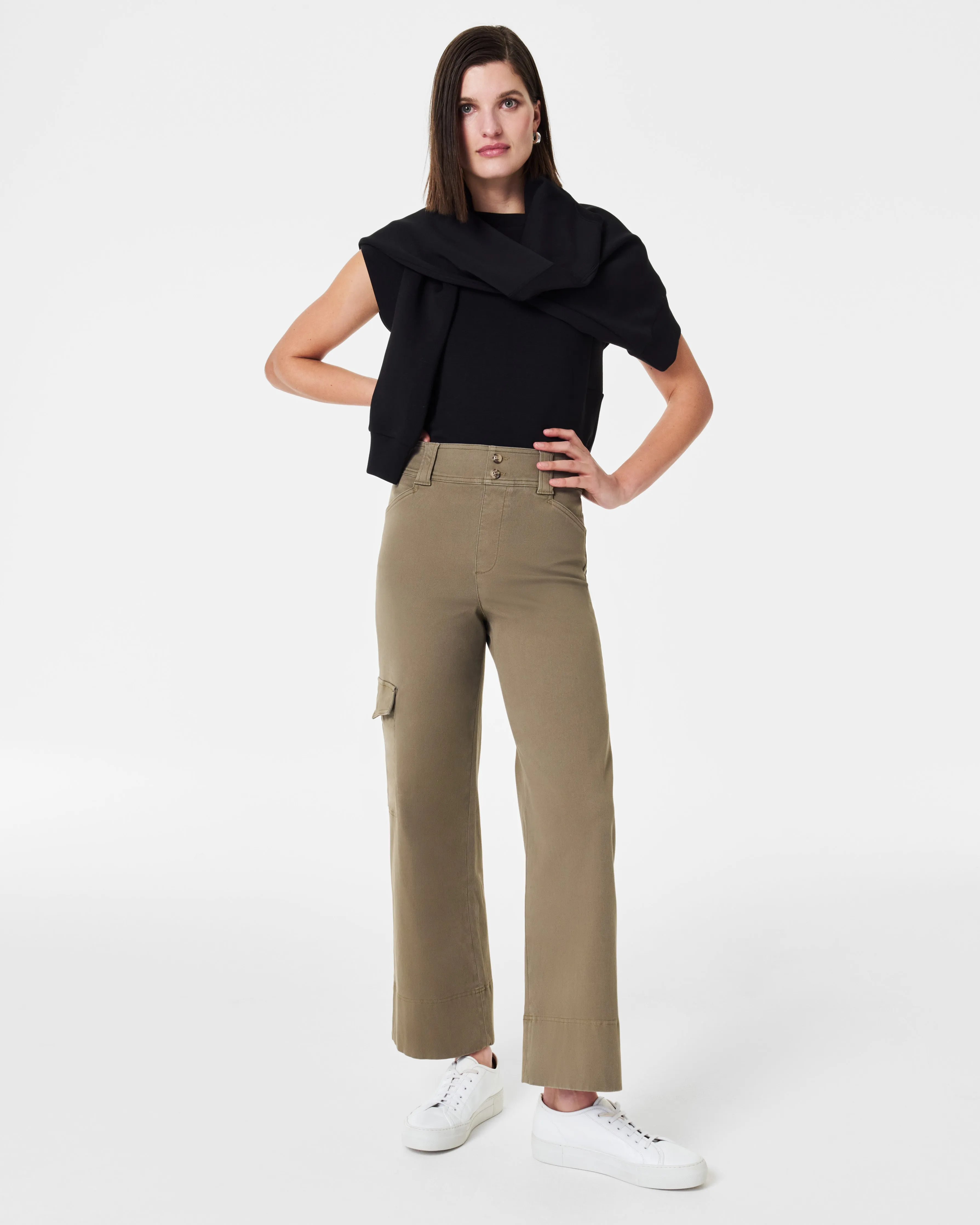 Stretch Twill Cropped Cargo Pant