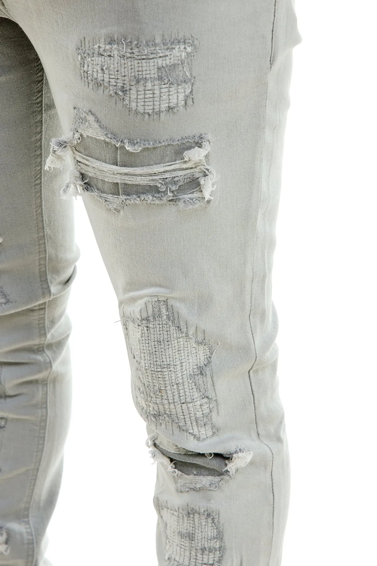 White  Skinny Men's Stacked Jeans