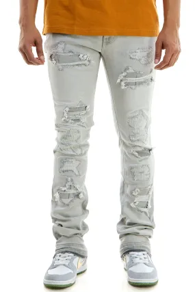 White  Skinny Men's Stacked Jeans