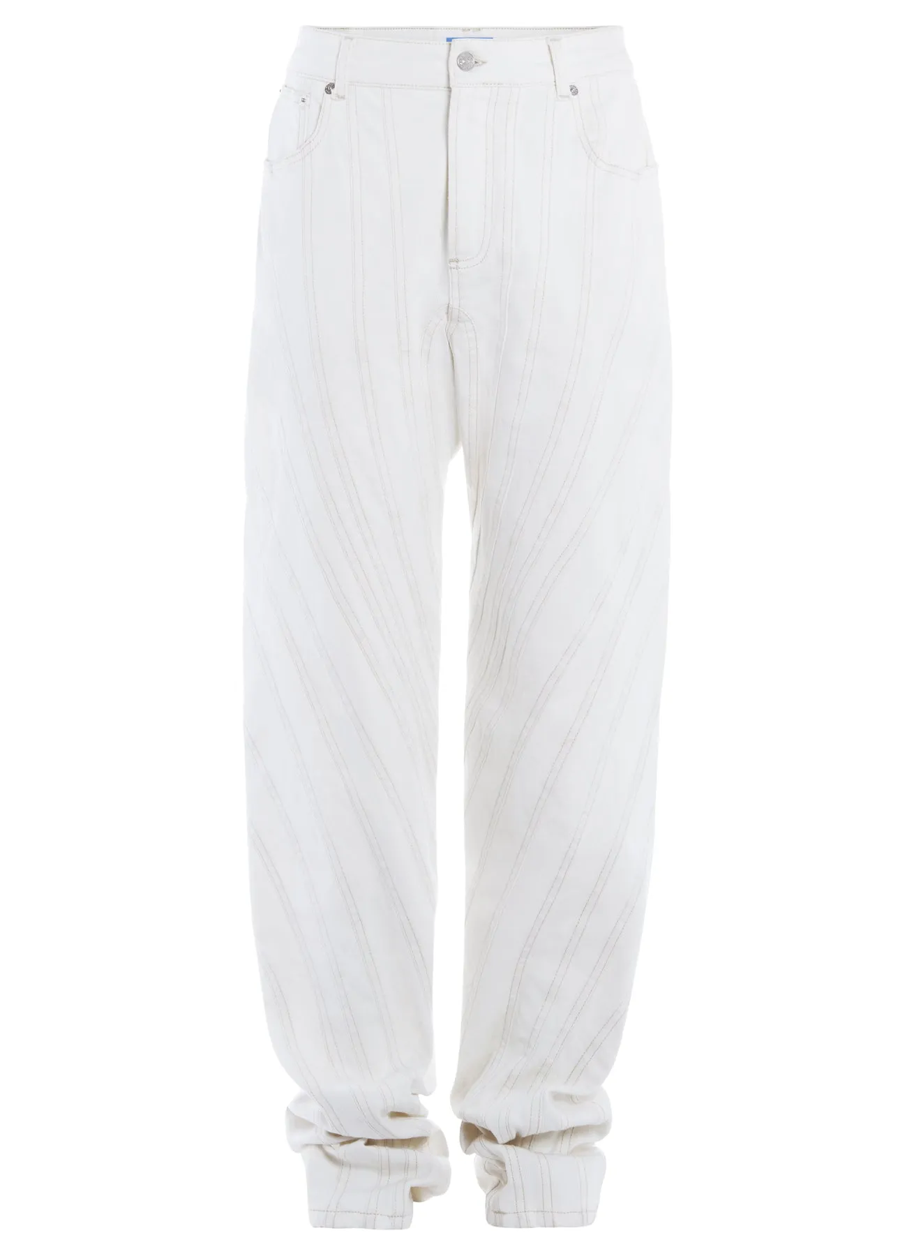 white spiral baggy jeans