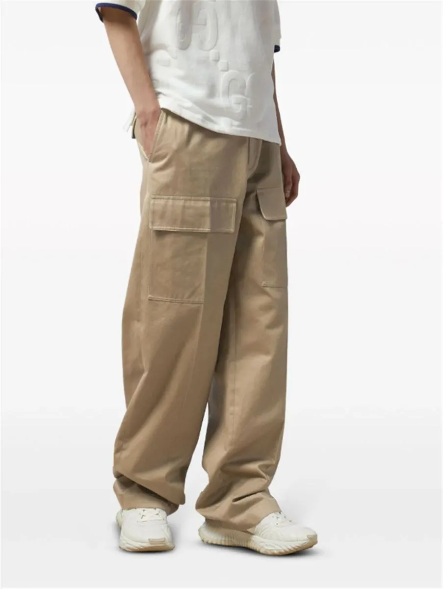 WIDE-LEG COTTON CARGO TROUSERS