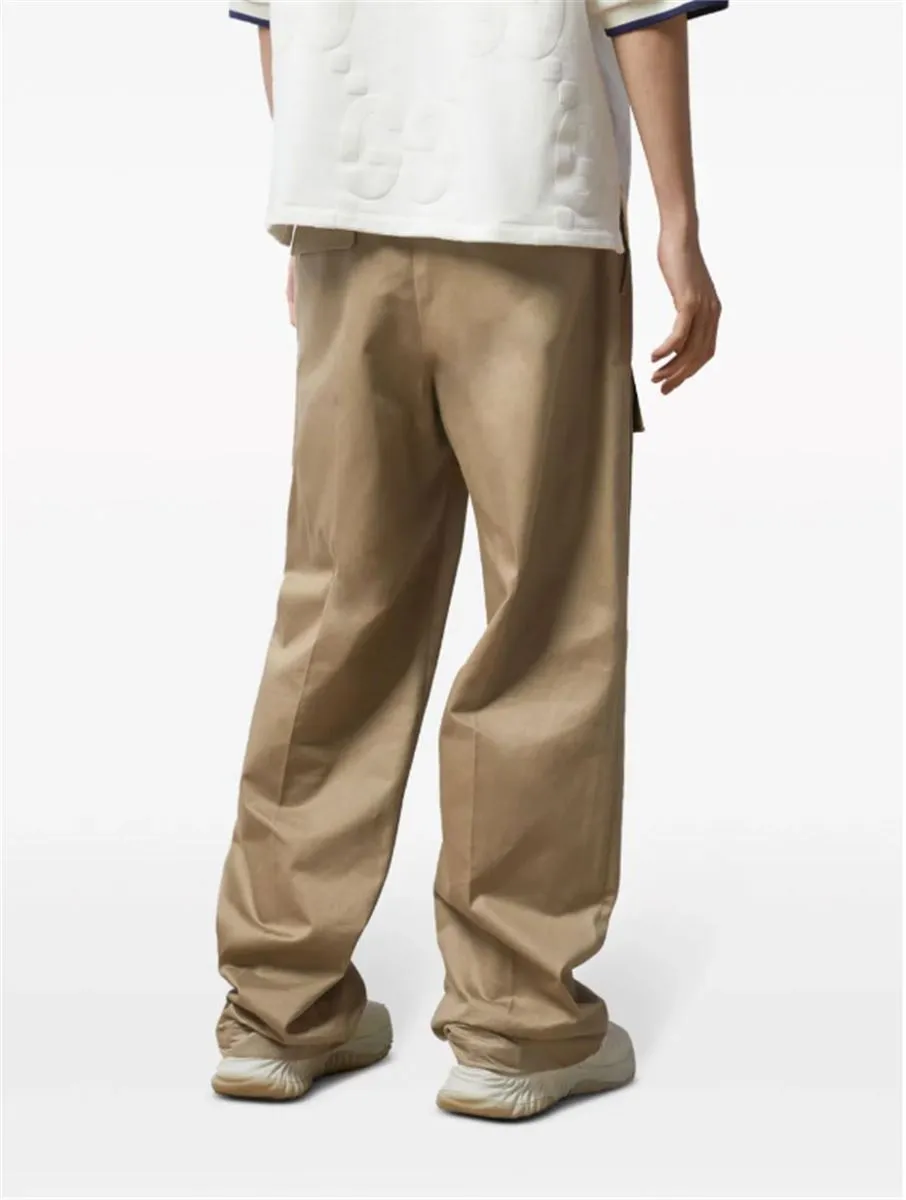 WIDE-LEG COTTON CARGO TROUSERS