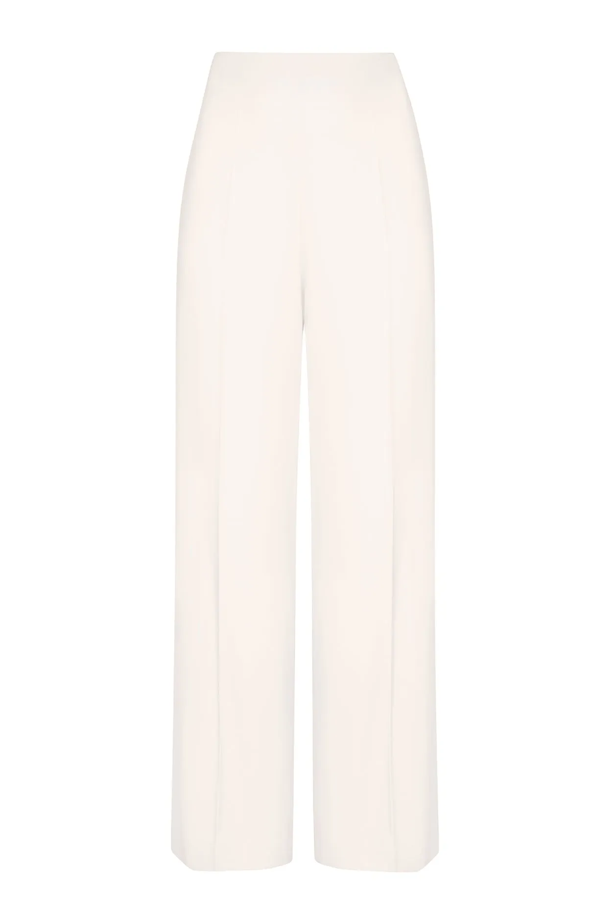 Wide Leg Trousers in Plain Ivory Crepe - Paloma