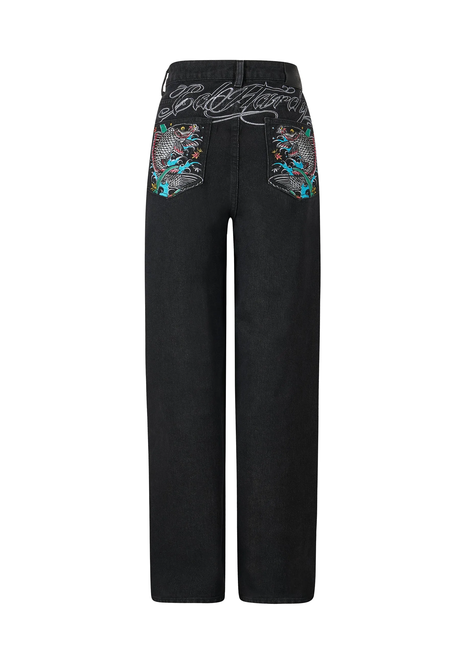 Womens Koi Island Relaxed Denim Trousers Jeans - Black